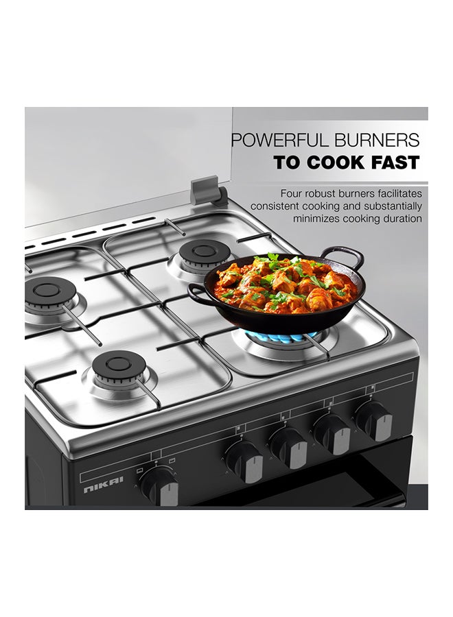 NIKAI 50x50cm Full Safety 4 Burner Gas Cooker, Oven And Open Grill Function, Free Standing Cooking Range, Easy Cleaning, Robust Burners, Rapid Preheat, Best For Home And Kitchen, Made In Turkey U3110NBFS Black  - Image 4