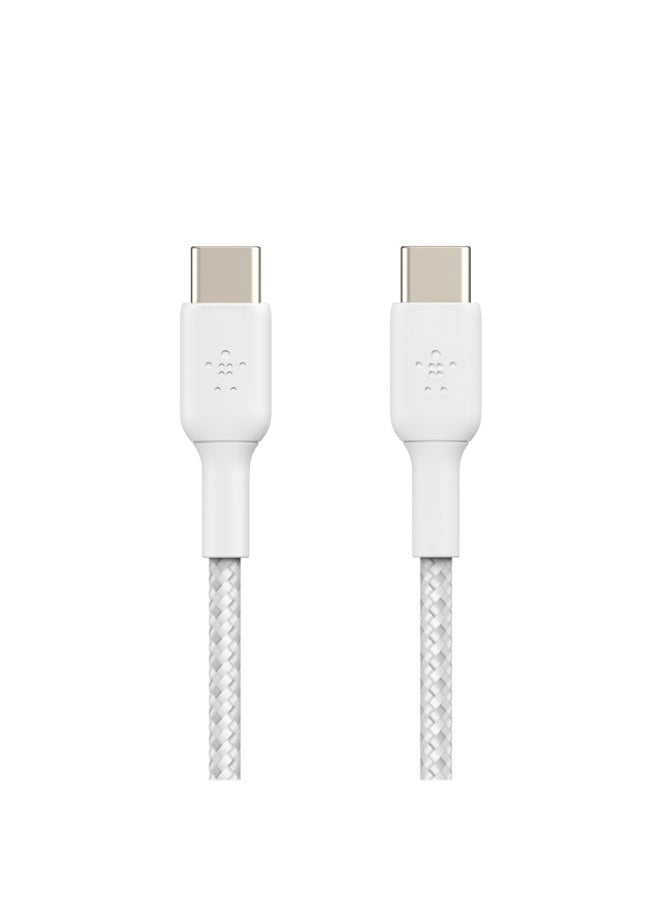 belkin BoostCharge braided USB C Charger Cable USB Type C  Cable Fast ChargIng Cable For iPhone 15 Samsung Galaxy S24 Google Pixel iPad MacBook NIntendo And more   2m 2 Pack White White  - Image 3