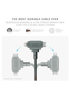 Native Union Belt Duo USB-C To C + Lighthing Cable 1.8M - Universal Charging Cable, W/ Leather Strap, For Apple iPhone 15/14/13/12/Pro/Max, 11/Pro/Max, XS/XR/X/Max, iPad Air/Pro, Airpods Slate Green  - Image 4