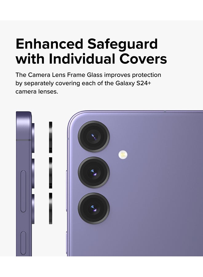 Ringke Camera Lens Frame Glass Protector Compatible With Samsung S24 Plus 5G (2024), Anti-Fingerprint Camera Lens Tempered Glass Covers Black  - Image 4