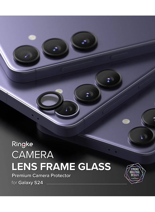 Ringke Camera Lens Frame Glass Protector Compatible With Samsung S24 5G 2024, Anti-Fingerprint Camera Lens Tempered Glass Covers Black  - Image 3