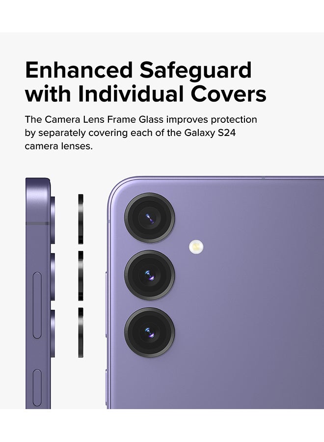 Ringke Camera Lens Frame Glass Protector Compatible With Samsung S24 5G 2024, Anti-Fingerprint Camera Lens Tempered Glass Covers Black  - Image 4