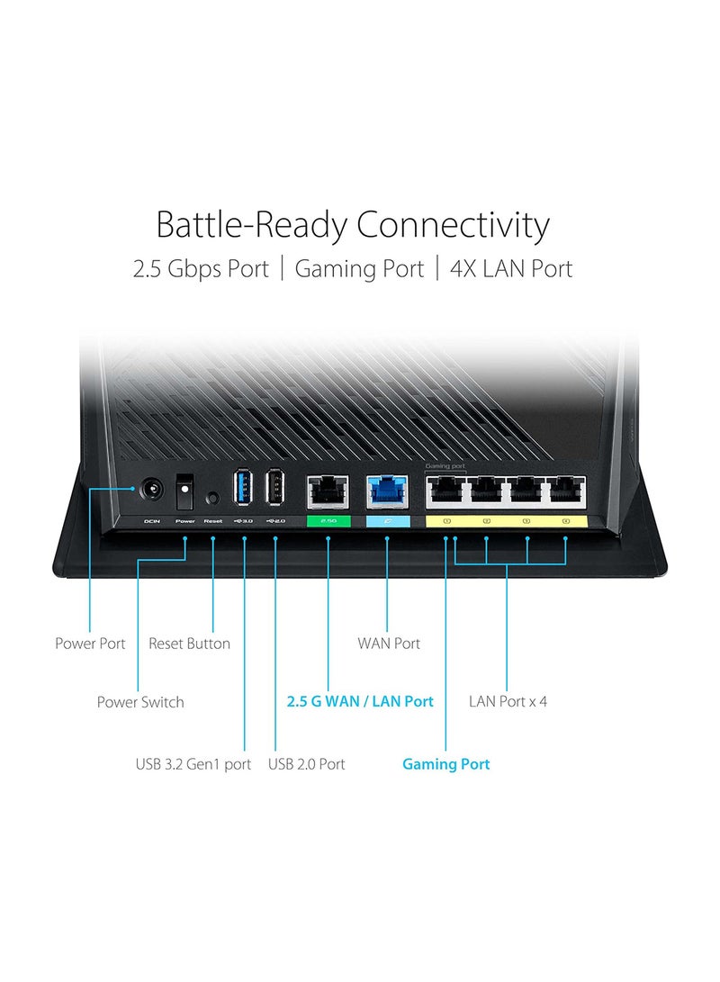 ASUS - RT-AX86U Pro (AX5700) Dual Band WiFi 6 Extendable Gaming Router, 2.5G Port, Gaming Port, Mobile Game Mode, Port Forwarding, Subscription-free Network Security, VPN, AiMesh Compatible Black - Image 1