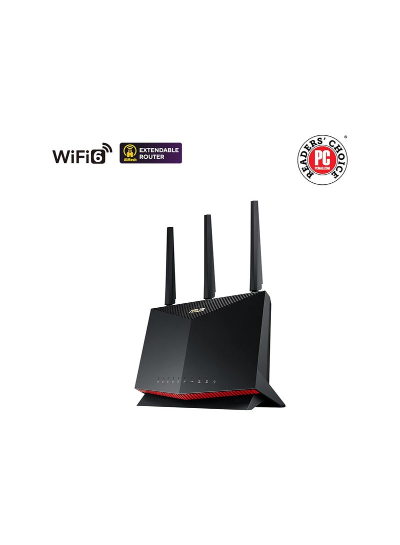 ASUS - RT-AX86U Pro (AX5700) Dual Band WiFi 6 Extendable Gaming Router, 2.5G Port, Gaming Port, Mobile Game Mode, Port Forwarding, Subscription-free Network Security, VPN, AiMesh Compatible Black - Image 1