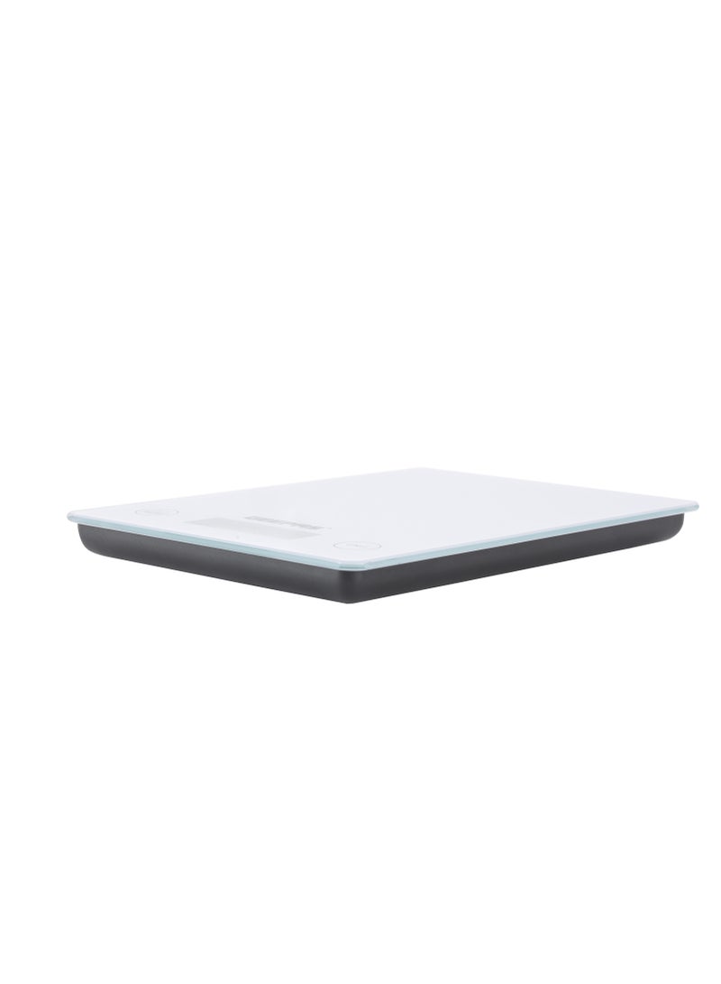 GEEPAS - Geepas Electronic Kitchen Scale With Digital Display, 5 Kgs Max. Weight, 3 MM Tempered Glass, Tare Function, Low Battery/Overload Indication, Auto-Off, Tare Function GKS46525UK White - Image 1