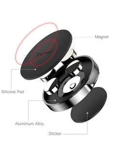 بيسوس Magnetic Car Phone Holder Universal Stick On 360 Rotation For Dashboard Cell Phone Holder Car Phone Mount For Windshield/Wall/Door Compatible With iPhone/Samsung And All Smartphones (Not For MagSafe) Black  - Image 3
