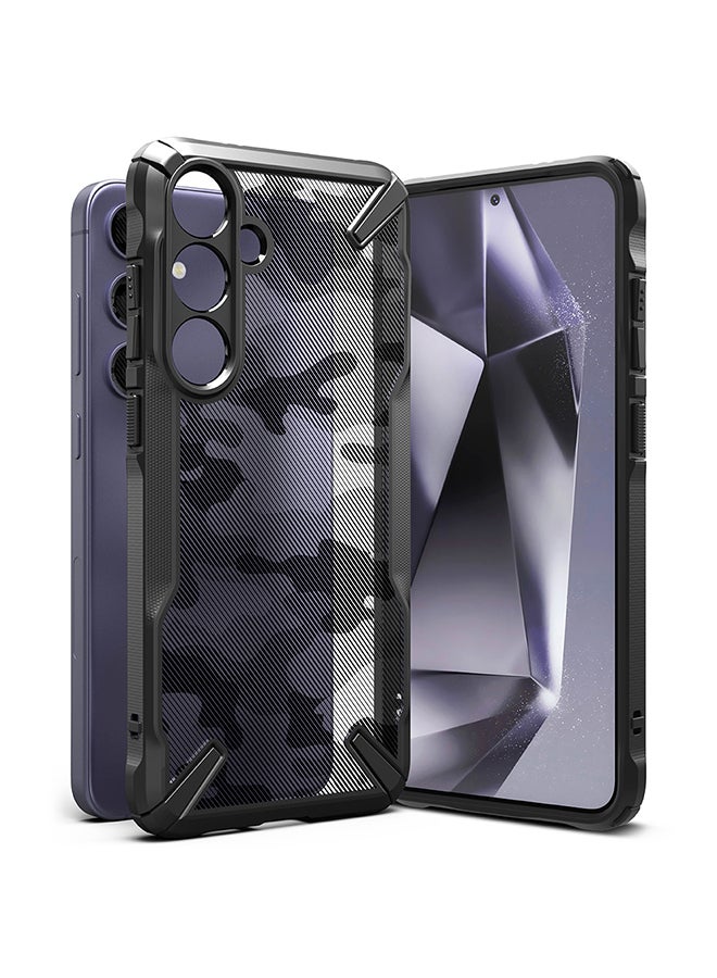 Ringke Fusion-X Case Compatible With Samsung Galaxy S24 Plus 5G Case (2024), Clear Hard Back With Shockproof Protective Bumper Phone Cover Camo Black - Image 1