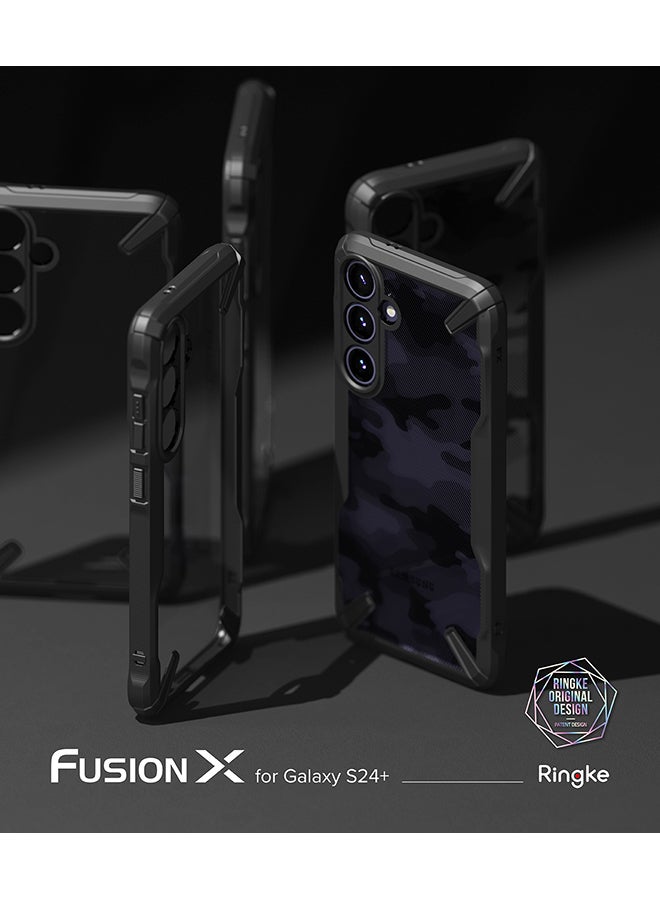Ringke Fusion-X Case Compatible With Samsung Galaxy S24 Plus 5G Case (2024), Clear Hard Back With Shockproof Protective Bumper Phone Cover Camo Black - Image 3