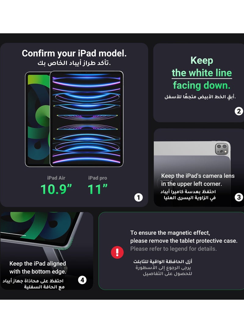 Ugreen - Foldable Magnetic iPad Stand, 360° Rotation Adjustable iPad Pro Stand, Multi-Angle Tablet Stand for Desk,Portable Strong Magnet Tablet Holder for Apple iPad Pro 11inch 3rd/4th/5th Gen Grey - Image 1