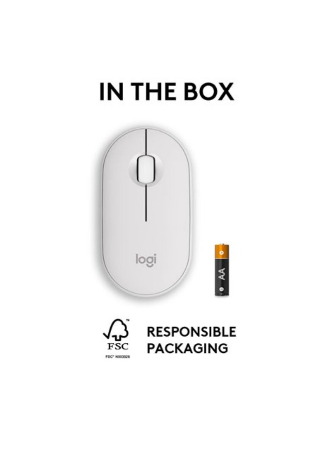 Logitech - Pebble 2 M350s Wireless Mouse Bluetooth Wireless Up to 4000 DPI White White - Image 1