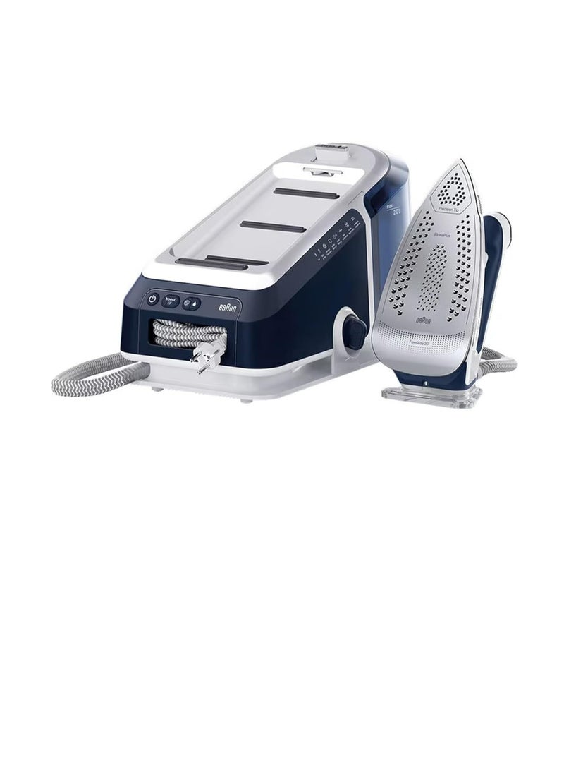 براون مكواة بخارية براون هوم براون كير ستايل 7 برو بتقنية فري جلايد 3D، وضع آي كير الذكي، كي، مضادة للتنقيط، خزان ماء قابل للفصل سعة 2 لتر، إيقاف تلقائي، 2700 واط، IS 7282 أزرق - Image 2