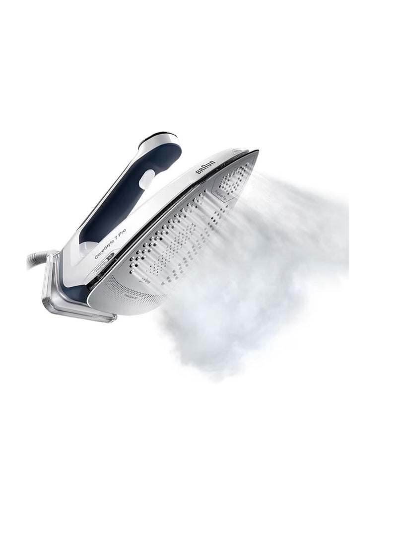 براون مكواة بخارية براون هوم براون كير ستايل 7 برو بتقنية فري جلايد 3D، وضع آي كير الذكي، كي، مضادة للتنقيط، خزان ماء قابل للفصل سعة 2 لتر، إيقاف تلقائي، 2700 واط، IS 7282 أزرق - Image 3