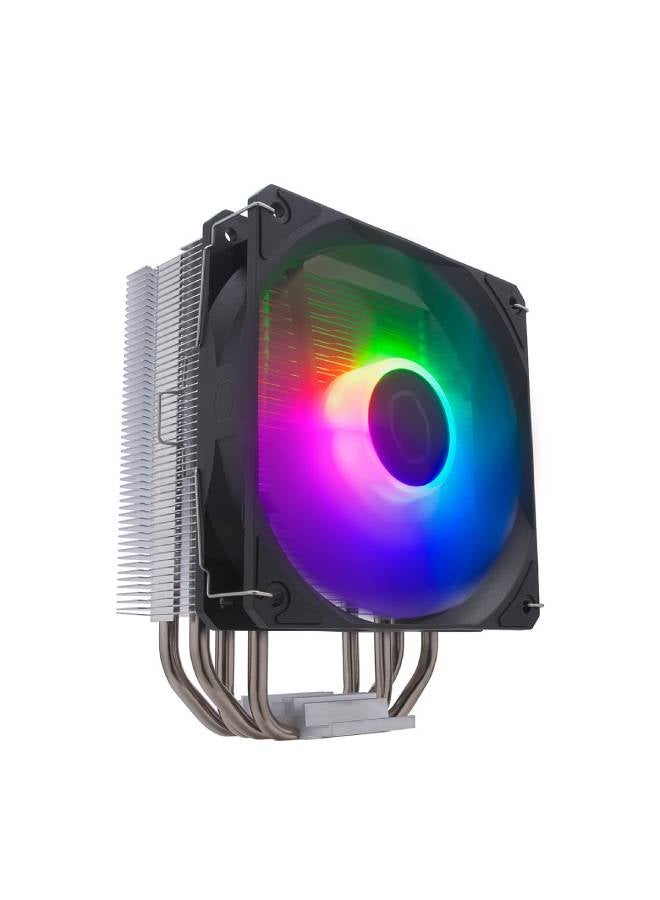 COOLER MASTER - Hyper 212 LED Turbo RGB ( 1 FAN ) CPU Air Cooler - Jet Black Aluminium Finish, 4 Continuous Direct Contact Heat Pipes with Fins, Dual Sickle Flow 120 RGB Fans, RGB LED Controller - Image 1