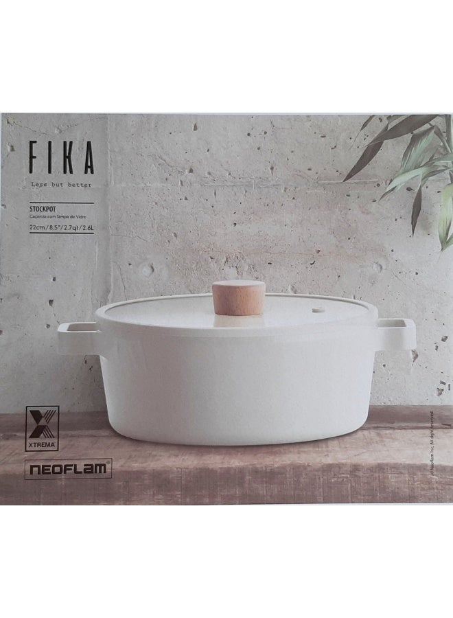 نيو فلام Neoflam Fika Induction Non Stick Cooking Pot Off White Off White 22cm  - Image 1