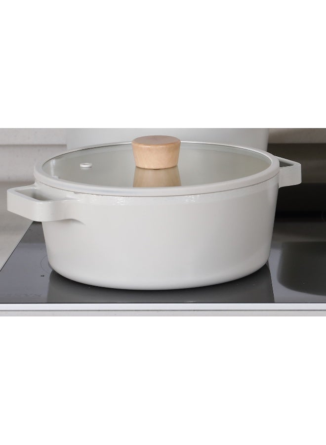 نيو فلام Neoflam Fika Induction Non Stick Cooking Pot Off White Off White 22cm  - Image 2
