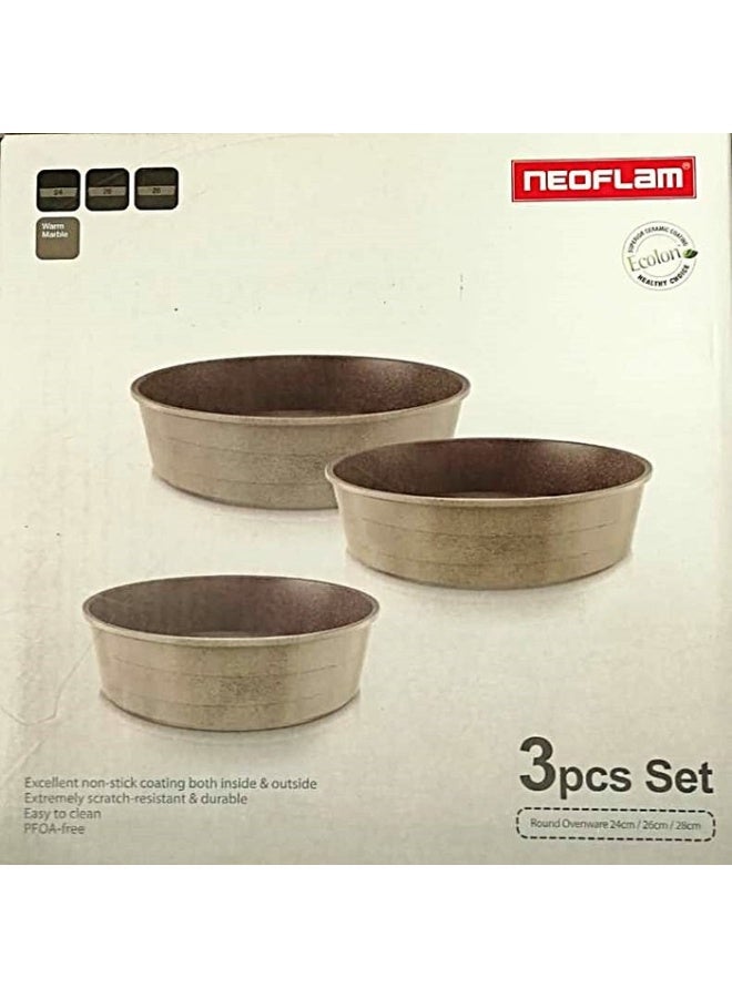Neoflam Round Ovenware Set 3pc Warm Marble - Image 2