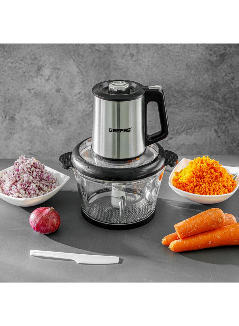 GEEPAS - Multi Chopper, Compact Multi Chopper, 3 Speed Levels and Double Blade Assembly| Suitable for Chopping Vegetables, Fruits, Meat| Stainless Steel Blade Set for Fast and Effective Chopping 500 W GMC42026 Silver & black - Image 1