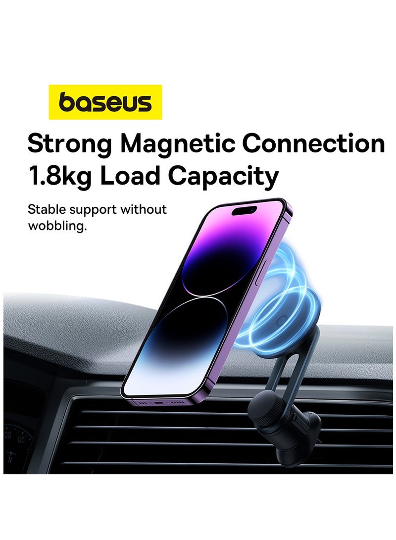 Baseus MagSafe Car Mount For Air Vent, 2024 New Magnetic Phone Car Mount With N52 Magnets iPhone Car Phone Holder Cradle Easily Install For iPhone 15 Pro Max/Plus/14/13/12 Series And Mag-Safe Case Black  - Image 2