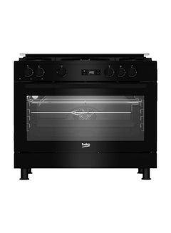 Beko Free standing gas cooker, 90 CM, 5 Burners, LED Display, Cooling Fan, Gas Grill GGR 15325 FX NB black 