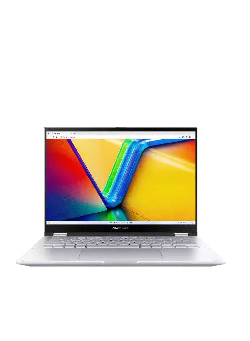 Asus Vivobook S 14 Flip TN3402YA-LZ005W Laptop, AMD Ryzen 5 7530U, 14 Inch, WUXGA Display, 512GB SSD, 8GB RAM, AMD Radeon Graphics, Windows 11 English/Arabic Cool Silver