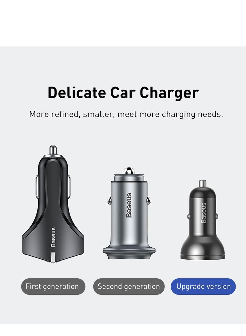 Baseus 24W Car Phone Fast Charger 4.8A Dual USB Car Charge Plug Adapter With 3-In-1 Cable 1.2M Compatible For iPhone 14 Pro/14 Pro Max/13/12/11/Galaxy S23/S22/Oneplus/Huawei/Xiaomi Etc Black  - Image 5