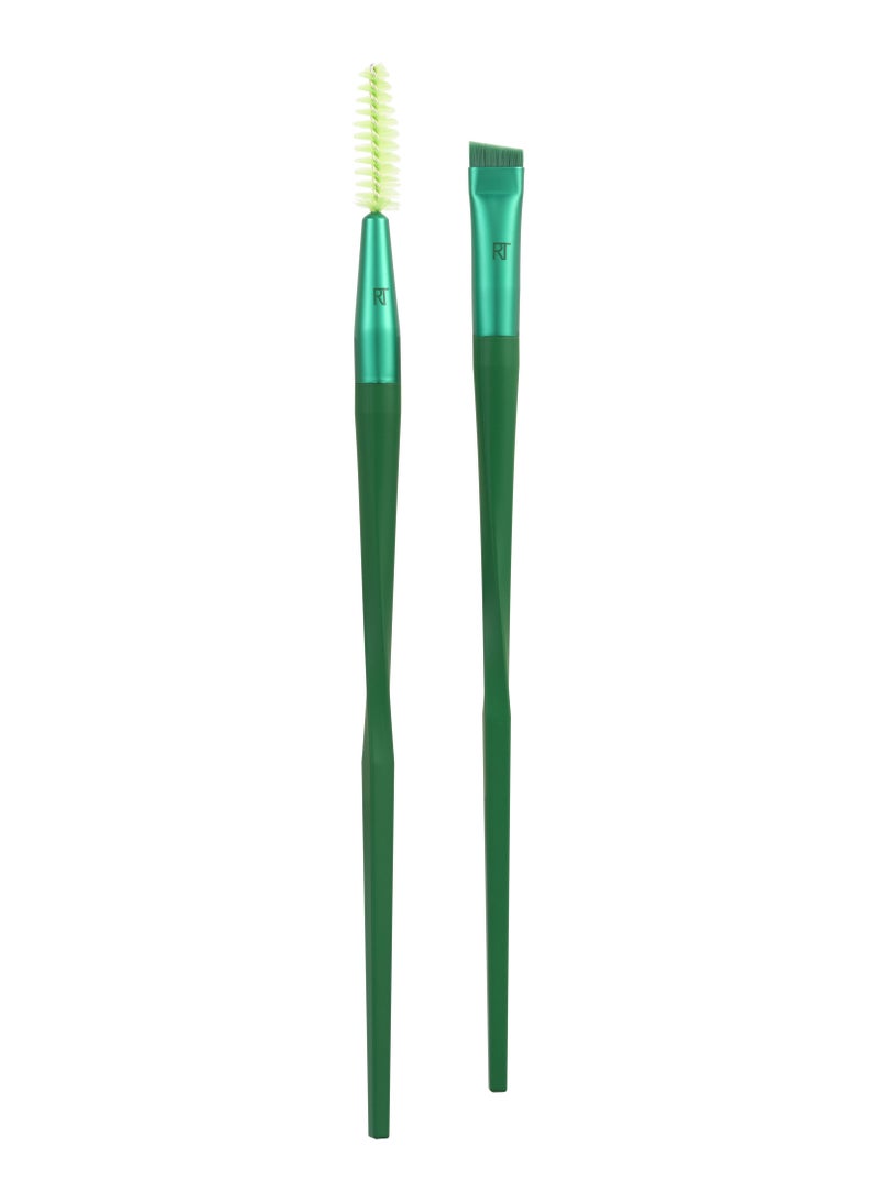 REAL TECHNIQUES - Nectar Pop Fine Line + Fill Makeup Brush Duo, 2 Piece Set Green - Image 1