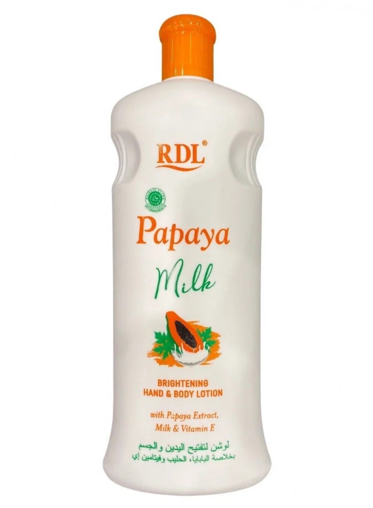 RDL Brightening Hand And Body Lotion With Papaya Extract Milk And Vitamin E 600ml - Image 2