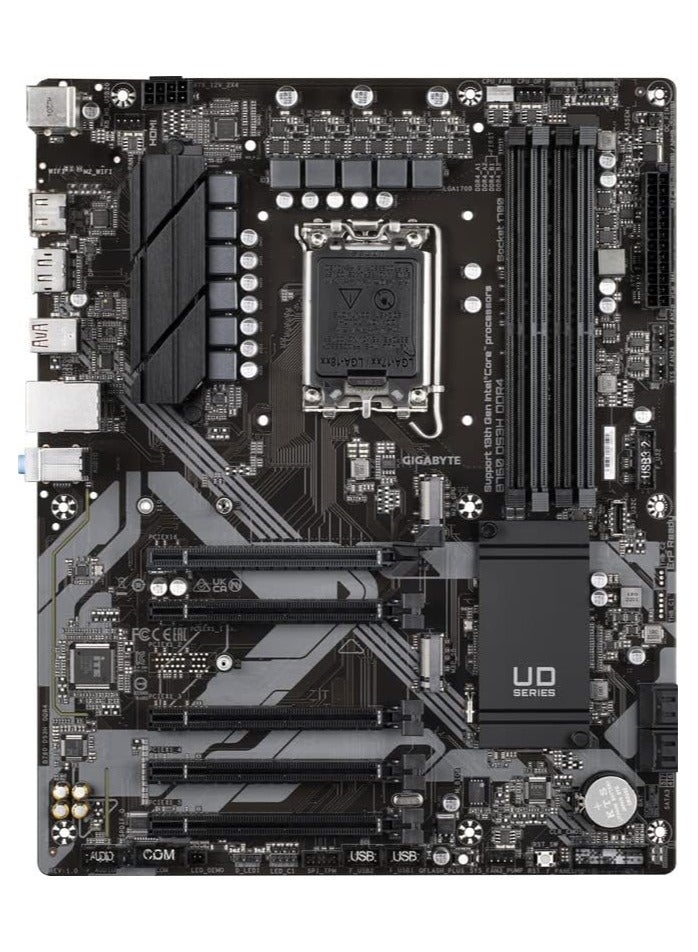 GIGABYTE - Gigabyte B760 DS3H DDR4 motherboard Intel B760 Express LGA 1700 ATX socket, Intel B760 Express chipset, 4x DDR4 DIMM, AMI UEFI BIOS - Image 1