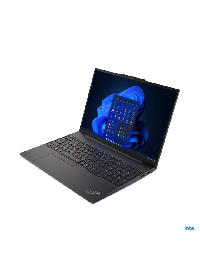 لينوفو - كمبيوتر محمول ثينك باد E16 من الجيل الأول بشاشة مقاس 16 بوصة ومعالج إنتل كور i7 و1355U وذاكرة وصول عشوائي سعة 8 غيغابايت ومحرك أقراص SSD سعة 512 غيغابايت وDOS (بدون نافذة) وبطاقة رسومات Intel Iris Xe وبطاقة رسوميات إنجليزي/عربي أسود جرافيت - Image 1