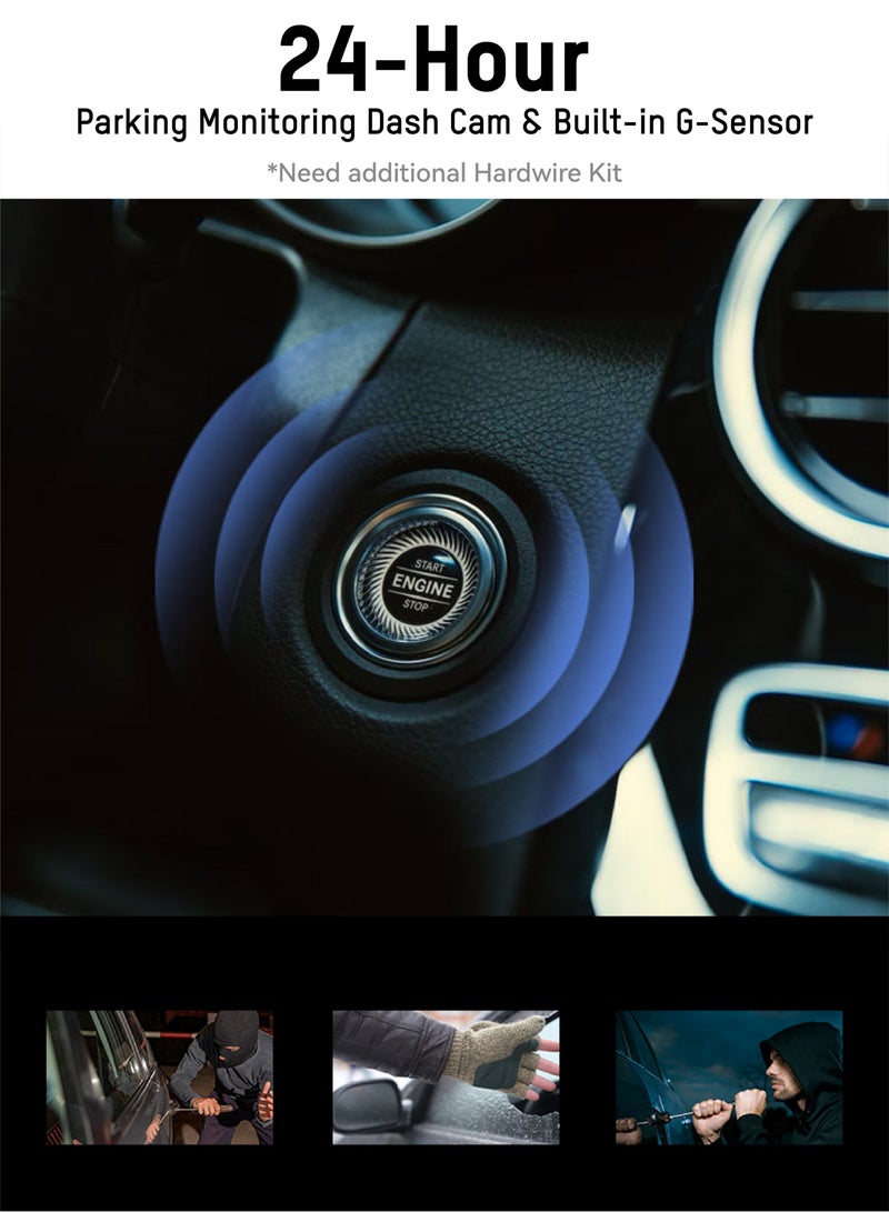 هيك فيجن - Hikvision مرآة الرؤية الخلفية DashCam، N6Pro، 2K، قناة مزدوجة، شاشة لمس 10 بوصة، تطبيق، التحكم الصوتي، مساعدة الرجوع للخلف - Image 1