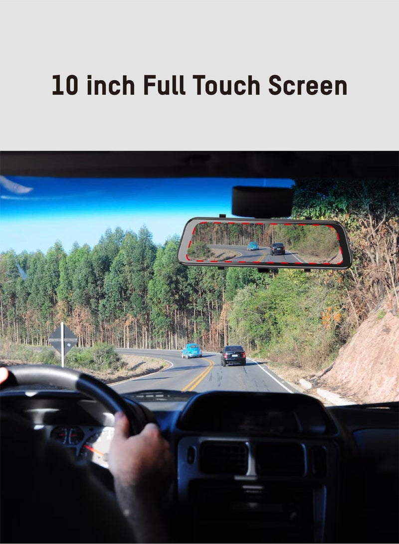 هيك فيجن - Hikvision مرآة الرؤية الخلفية DashCam، N6Pro، 2K، قناة مزدوجة، شاشة لمس 10 بوصة، تطبيق، التحكم الصوتي، مساعدة الرجوع للخلف - Image 1