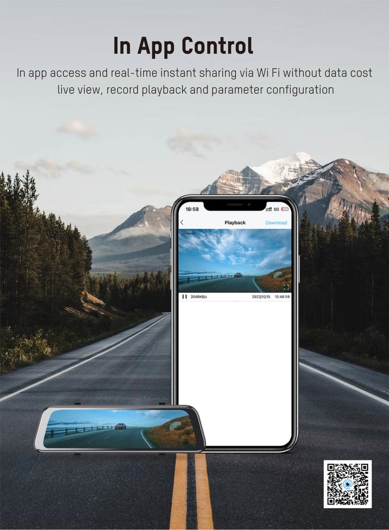 هيك فيجن - Hikvision مرآة الرؤية الخلفية DashCam، N6Pro، 2K، قناة مزدوجة، شاشة لمس 10 بوصة، تطبيق، التحكم الصوتي، مساعدة الرجوع للخلف - Image 1