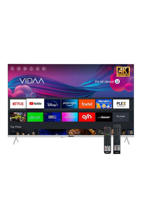 65 Inch Diamond 4K UHD VIDAA Smart TV iOS and Android Devices with VIDAA Voice & DTS TruBass™ Surround Sound Youtube Netflix Prime Video Bluetooth WiFi And Screen Sharing 2024 Model One Year Warranty UHD65VID Silver