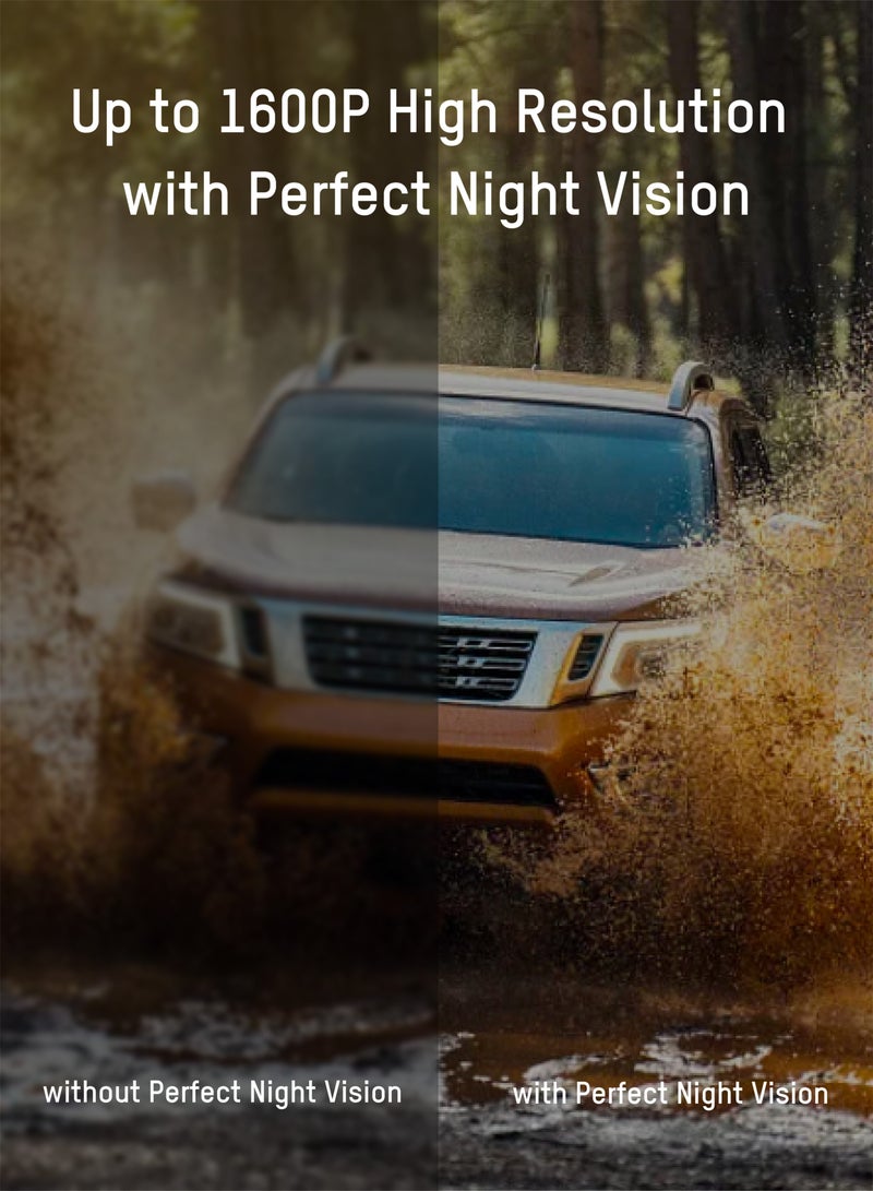 هيك فيجن Hikvision K5 Dashcam، 2K، قناة مزدوجة، واي فاي، شاشة لمس 3 بوصة، التطبيق، التحكم الصوتي، كابل خط باك، تسجيل حلقة، مراقبة وقوف السيارات - Image 2