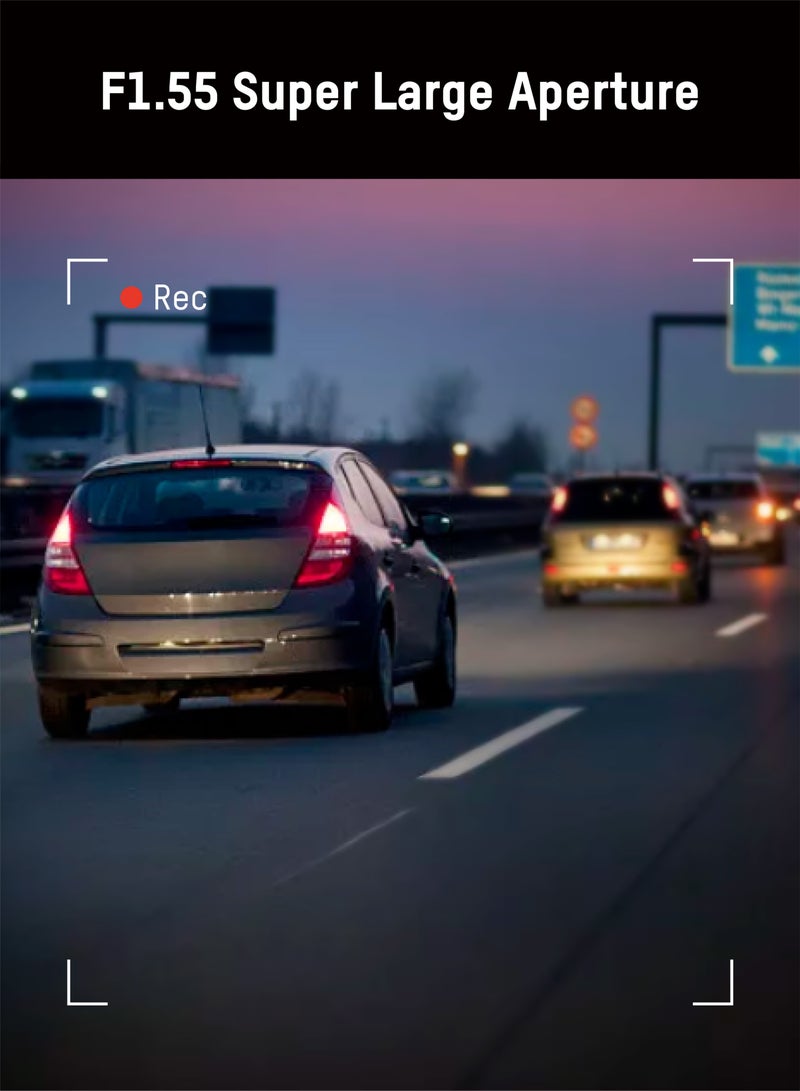 هيك فيجن Hikvision K5 Dashcam، 2K، قناة مزدوجة، واي فاي، شاشة لمس 3 بوصة، التطبيق، التحكم الصوتي، كابل خط باك، تسجيل حلقة، مراقبة وقوف السيارات - Image 4