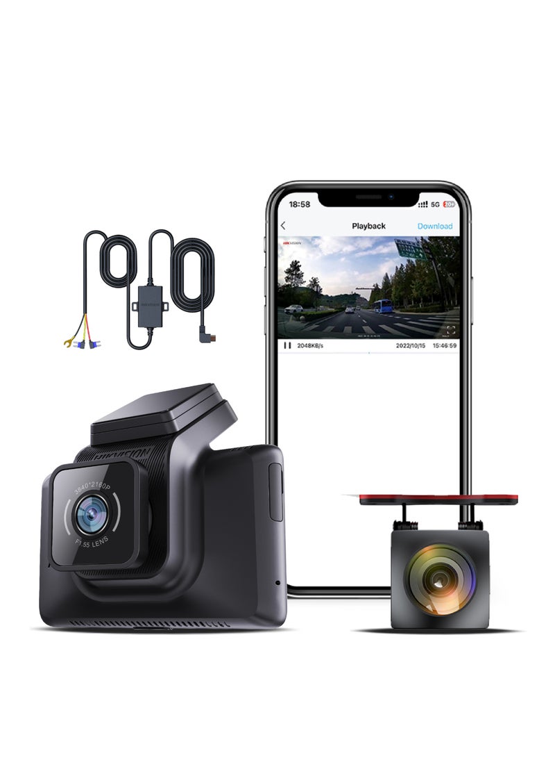 هيك فيجن Hikvision K5 Dashcam، 2K، قناة مزدوجة، واي فاي، شاشة لمس 3 بوصة، التطبيق، التحكم الصوتي، كابل خط باك، تسجيل حلقة، مراقبة وقوف السيارات - Image 1