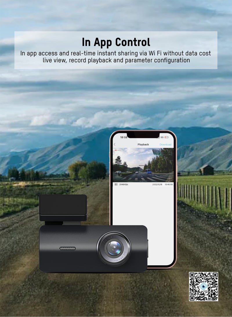 هيك فيجن - Hikvision K2 Dashcam، 1080P، Wifi، APP، قناة واحدة، طاقة محول السجائر، تسجيل متكرر - Image 1