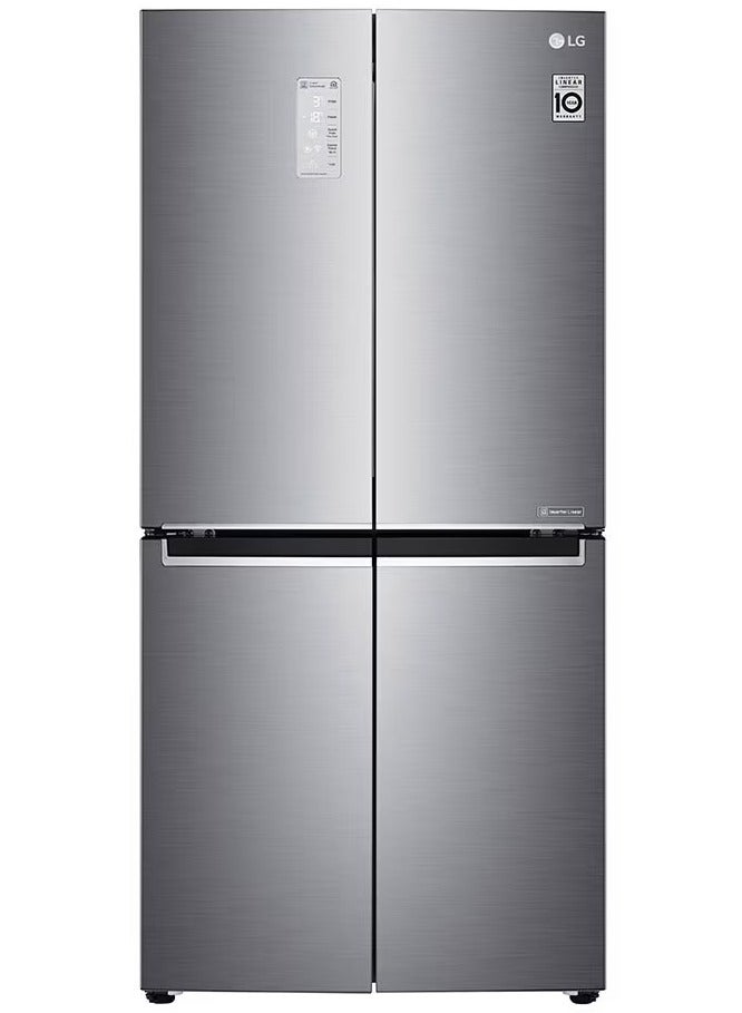 LG - 4 Doors Refrigerator  -Bottom Freezer - Smart Inverter Linear Compressor - Smart ThinQ - Pure N Fresh - GC-B22FTLVB Shiny Steel - Image 1