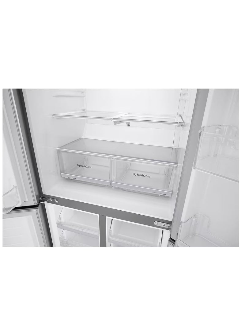 LG - 4 Doors Refrigerator  -Bottom Freezer - Smart Inverter Linear Compressor - Smart ThinQ - Pure N Fresh - GC-B22FTLVB Shiny Steel - Image 1