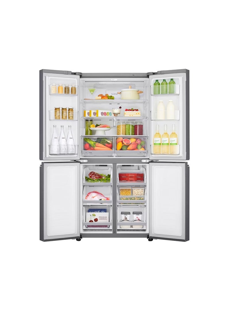 LG - 4 Doors Refrigerator  -Bottom Freezer - Smart Inverter Linear Compressor - Smart ThinQ - Pure N Fresh - GC-B22FTLVB Shiny Steel - Image 1