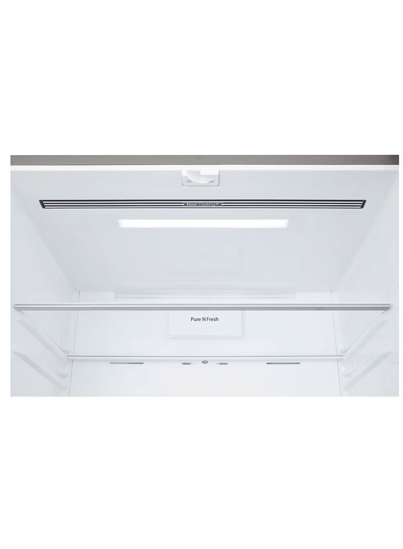 LG - 4 Doors Refrigerator  -Bottom Freezer - Smart Inverter Linear Compressor - Smart ThinQ - Pure N Fresh - GC-B22FTLVB Shiny Steel - Image 1