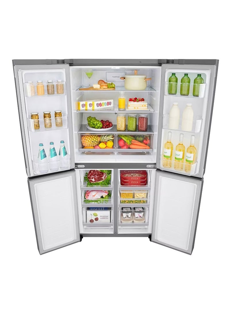 LG - 4 Doors Refrigerator  -Bottom Freezer - Smart Inverter Linear Compressor - Smart ThinQ - Pure N Fresh - GC-B22FTLVB Shiny Steel - Image 1