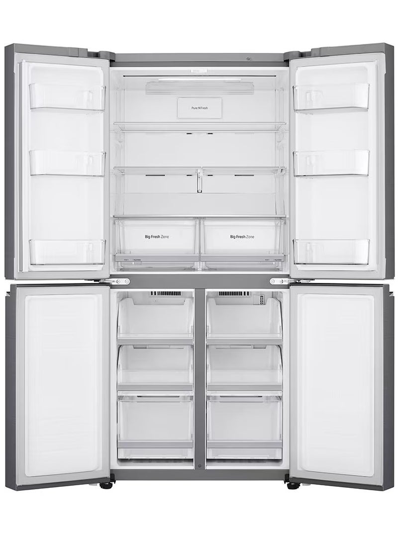 LG - 4 Doors Refrigerator  -Bottom Freezer - Smart Inverter Linear Compressor - Smart ThinQ - Pure N Fresh - GC-B22FTLVB Shiny Steel - Image 1