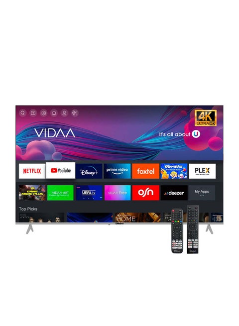 85 Inch Diamond 4K UHD VIDAA Smart TV iOS and Android Devices with VIDAA Voice & DTS TruBass™ Surround Sound Youtube Netflix Prime Video Bluetooth WiFi And Screen Sharing 2024 Model One Year Warranty UHD85VID Silver