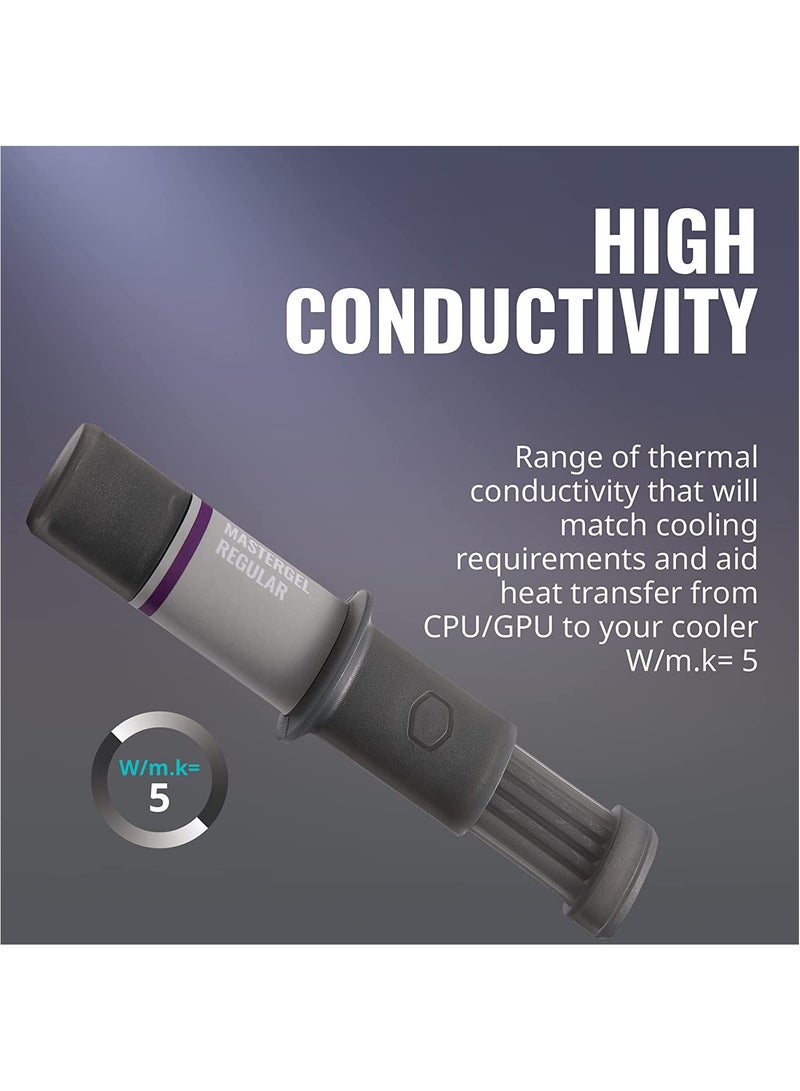 COOLER MASTER - MasterGel REGULAR High Performance Heatsink Thermal Paste, 5 W/mK Thermal Conductivity Compound for CPU and GPU Coolers, Flat-Nozzle Applicator for Easy Use - Image 1