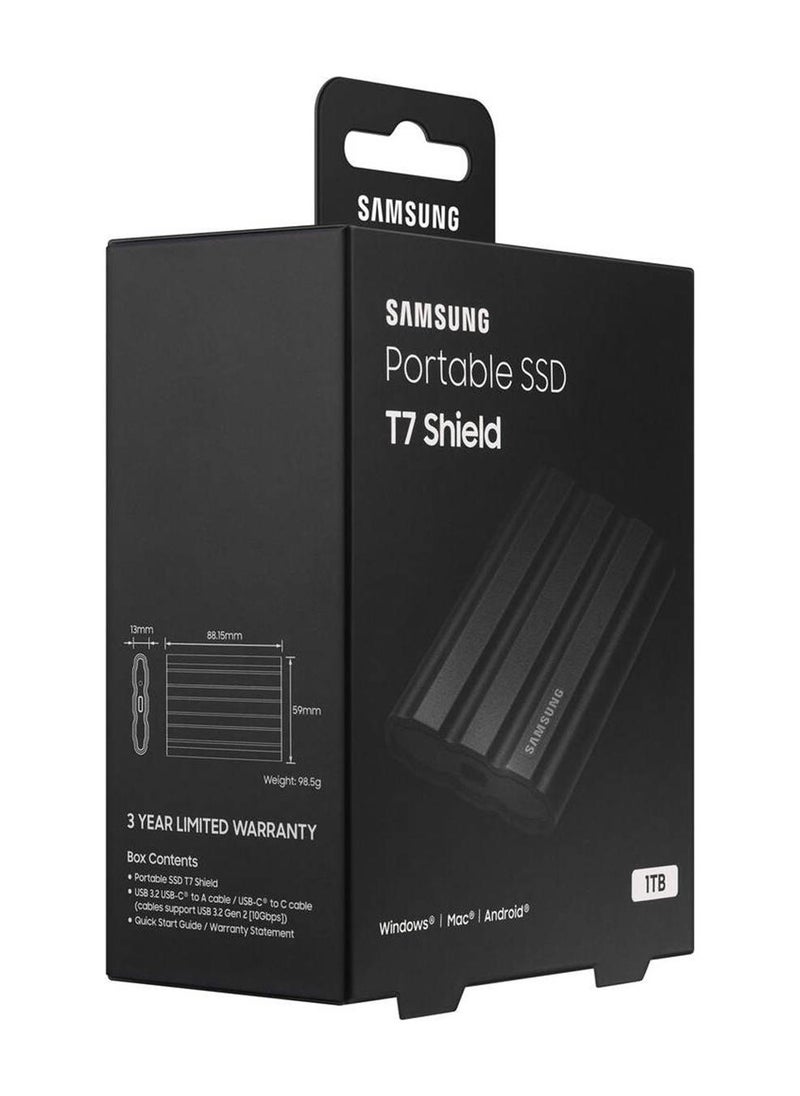 Samsung T7 Shield 1TB Portable External SSD, USB 3.2 Gen2 Interface (10 Gbps), Read/Write Speeds Up to 1050/1000 MB/s, AES 256-bit Encryption, Rugged, IP65 Dust & Water Resistant, Black | MU-PE1T0S/WW 1 TB - Image 3