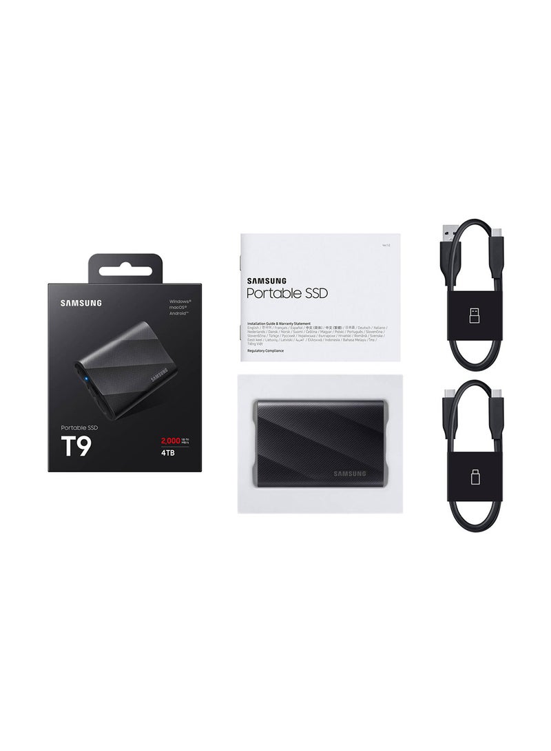 Samsung - T9 USB-C 3.2 Gen 2x2 Portable SSD, Up to 2000 MB/s Sequential Read Speed & 1950MB/s Seq Write Speed, PCIe NVMe Technology, 256-Bit AES, Universal Compatibility, Black 2 TB - Image 1
