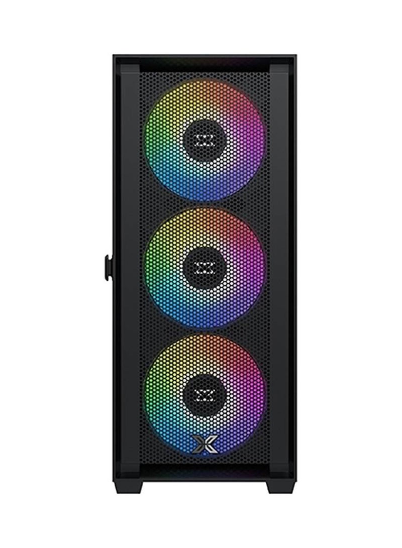 Anubis Pro 4FX ATX Case, Steel Material, Up to 360mm Liquid Cooling Support & 9 Fans Support, Tempered Glass Magnetic Sidepanel, Dynamic 3D Mesh Front Panel Black