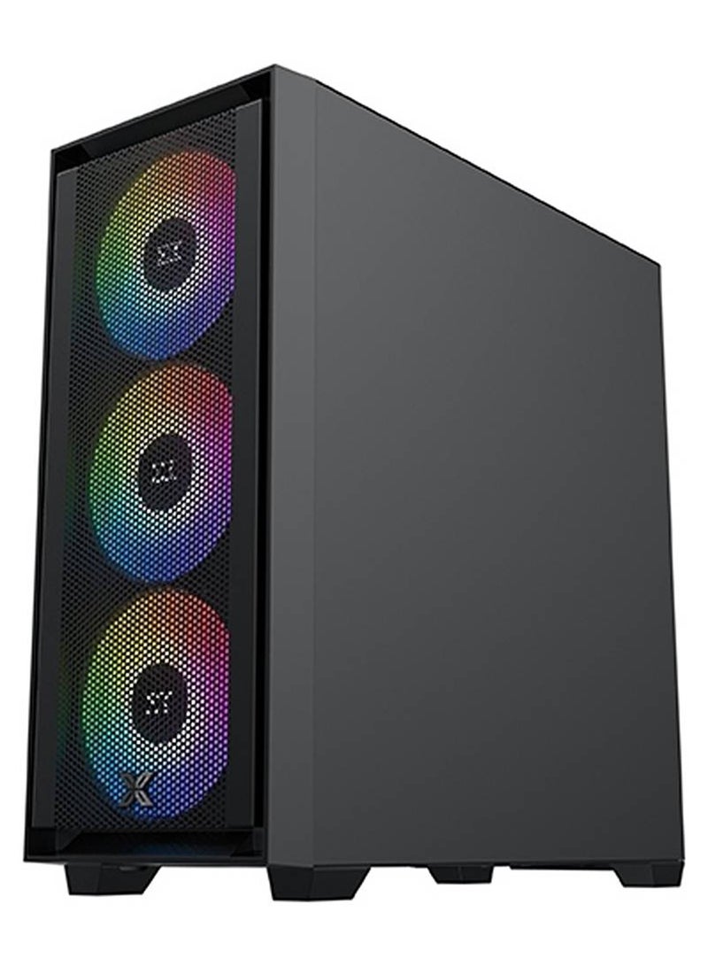 Anubis Pro 4FX ATX Case, Steel Material, Up to 360mm Liquid Cooling Support & 9 Fans Support, Tempered Glass Magnetic Sidepanel, Dynamic 3D Mesh Front Panel Black
