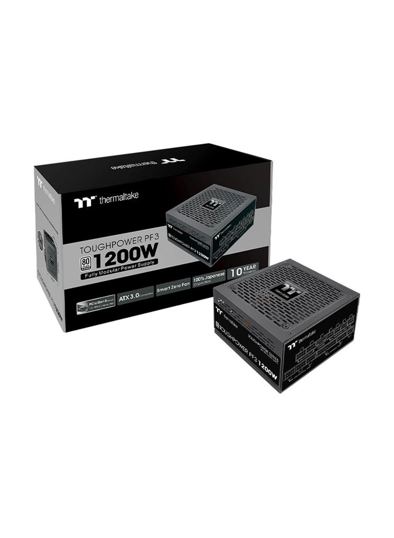 Toughpower PF3 Platinum Full Modular Power Supply, 1200W Output Capacity, Compact Design, PCIe Gen 5.0 Ready, Active PFC Black